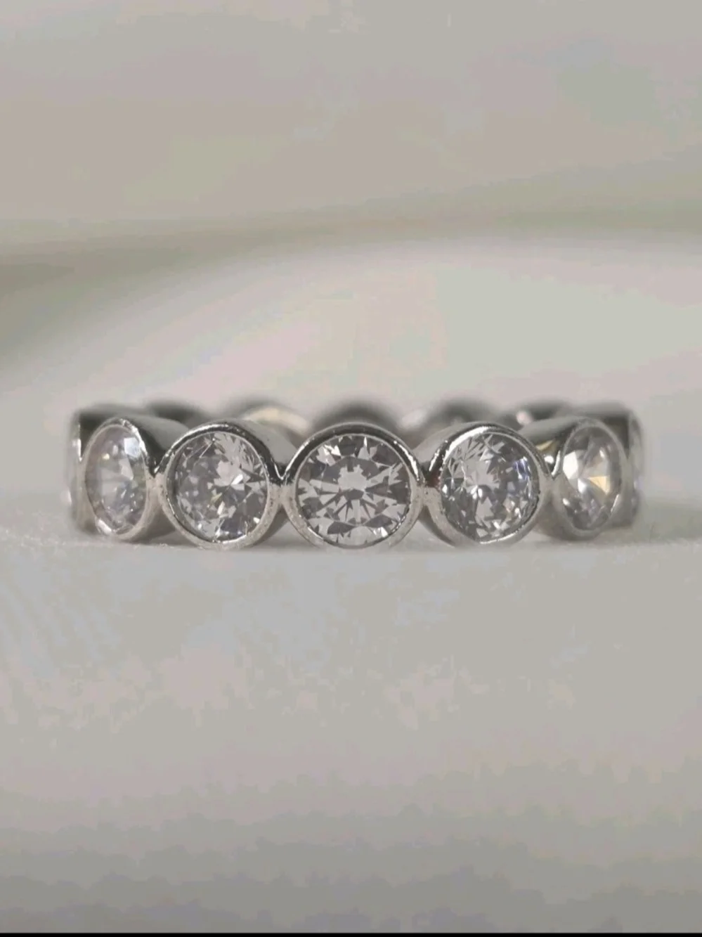 Italo Jewelry Halo Bezel White Sapphire Ring 925 Sterling Silver Stock 5925